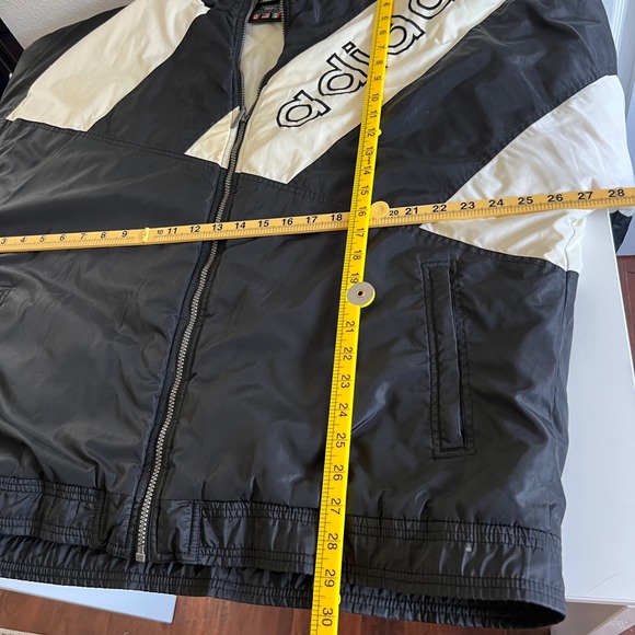 Vintage Adidas Jacket Black White Oversized Windbreaker Mens XL Retro - Picture 5 of 10